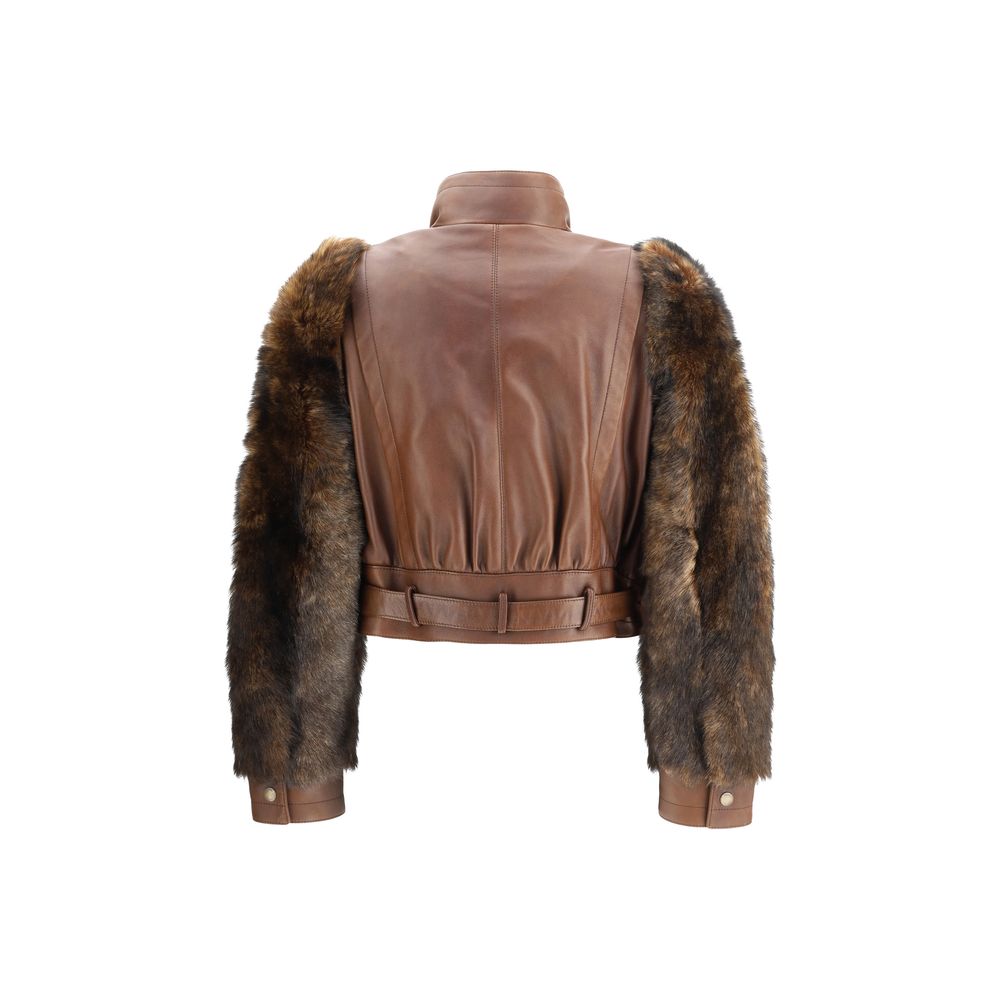 Chloé Kurze Jacke aus Leder und Pelz