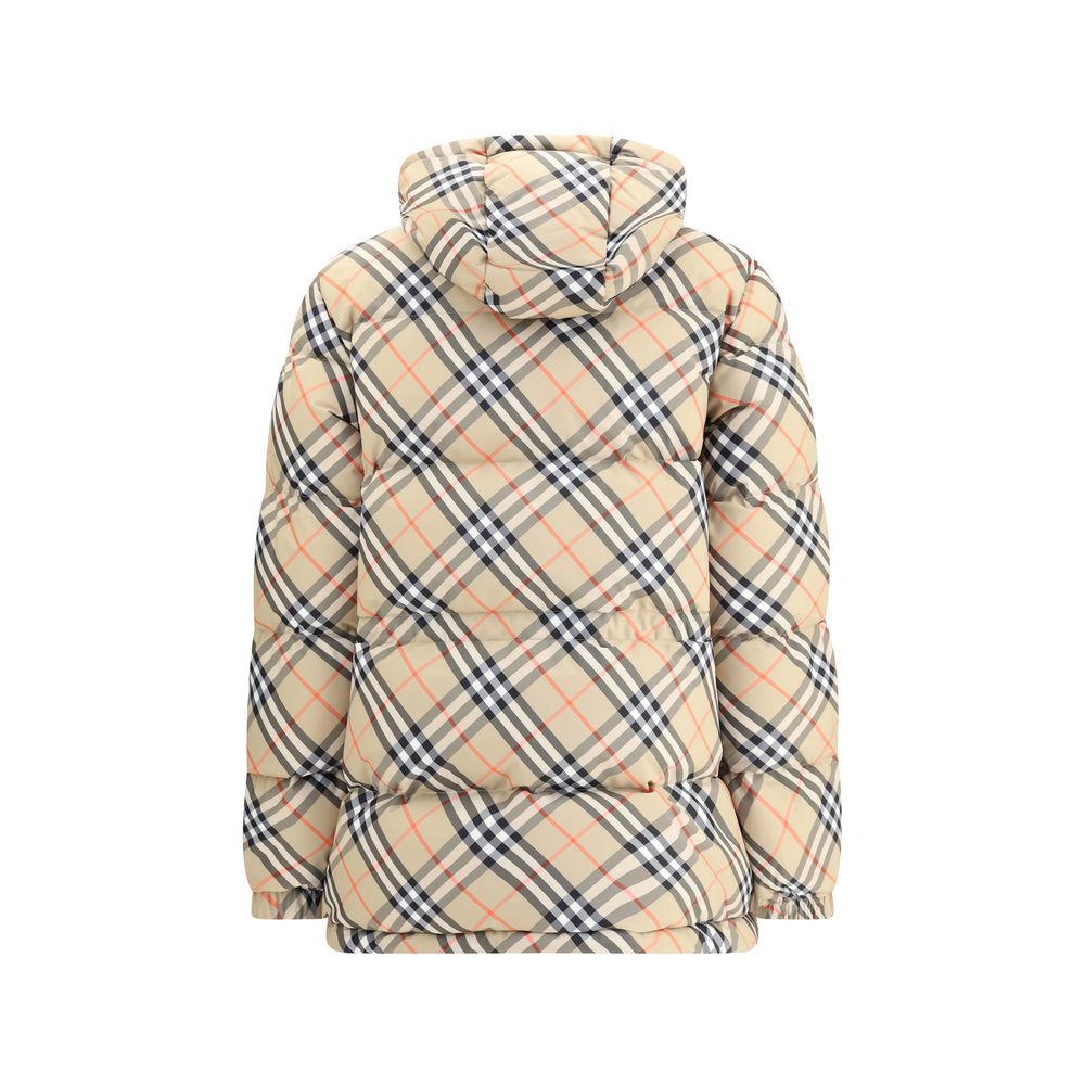 Burberry Karo-Daunenjacke mit Kapuze
