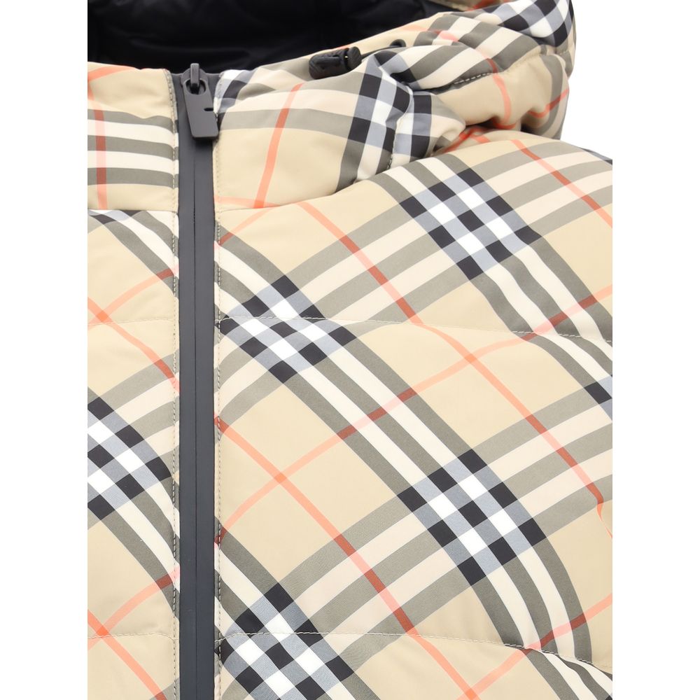 Burberry Karo-Daunenjacke mit Kapuze