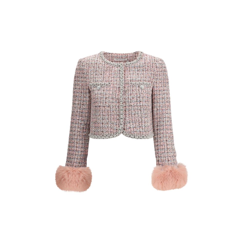 Self-Portrait Bouclé-Pelzjacke mit Bündchen