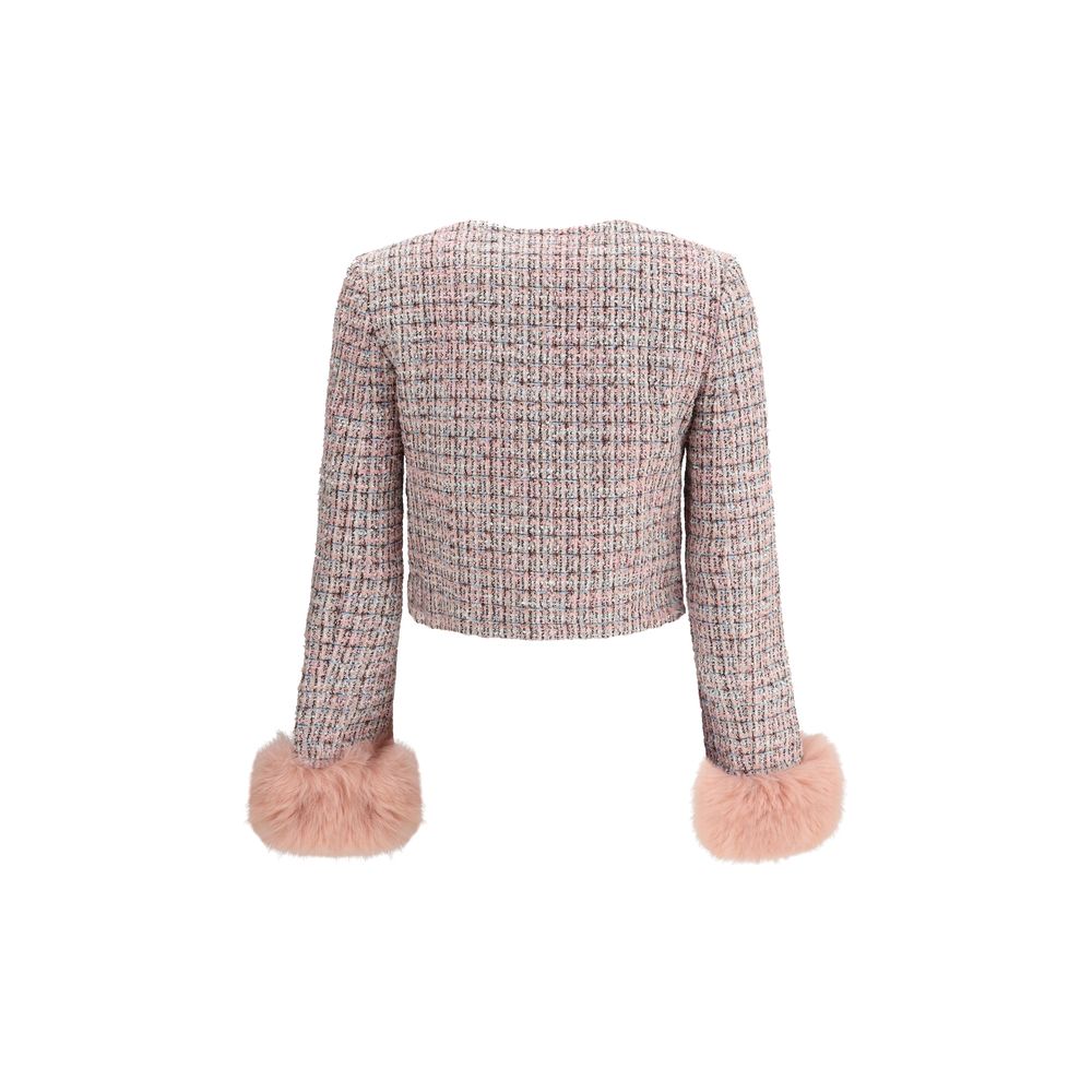 Self-Portrait Bouclé-Pelzjacke mit Bündchen