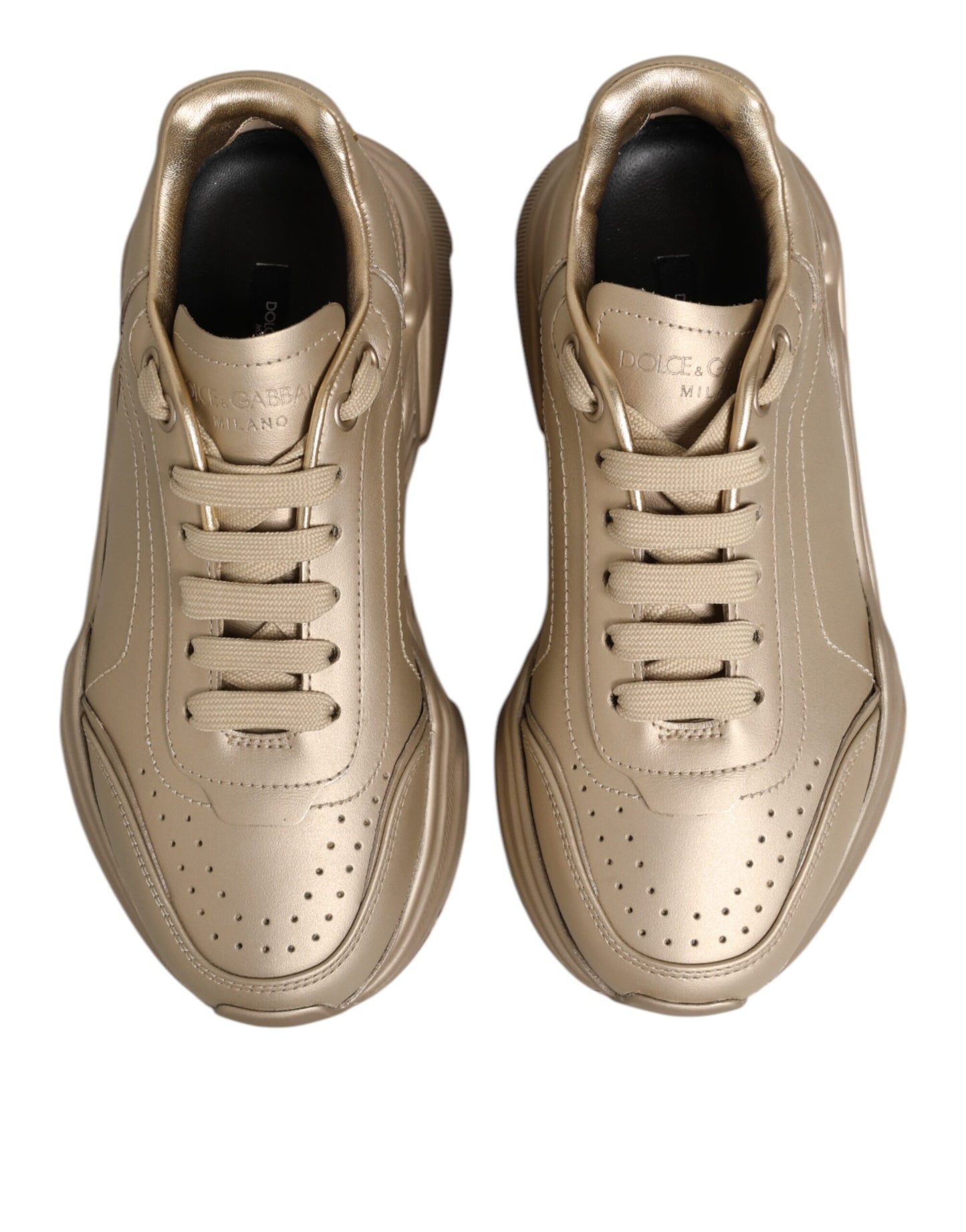 Dolce & Gabbana Gold Leder Daymaster Damen Sneaker Schuhe