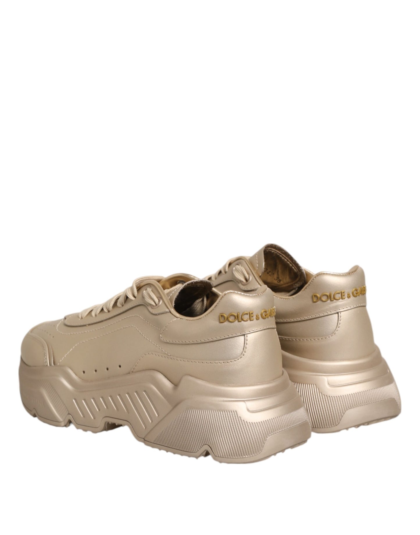 Dolce & Gabbana Gold Leder Daymaster Damen Sneaker Schuhe