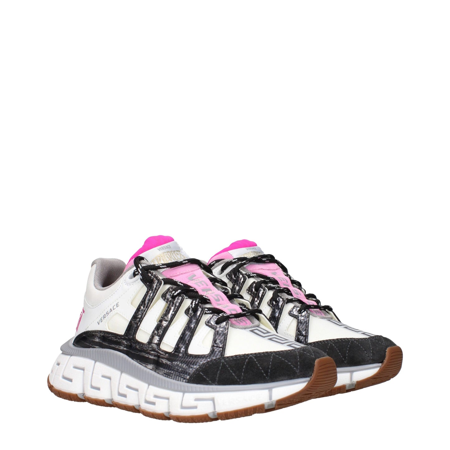 Versace Weißer Stoff Sportliche Turnschuhe