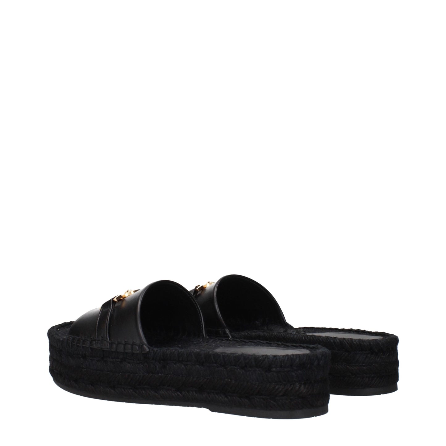 Versace Schwarze Lederpantoffeln Sandalen