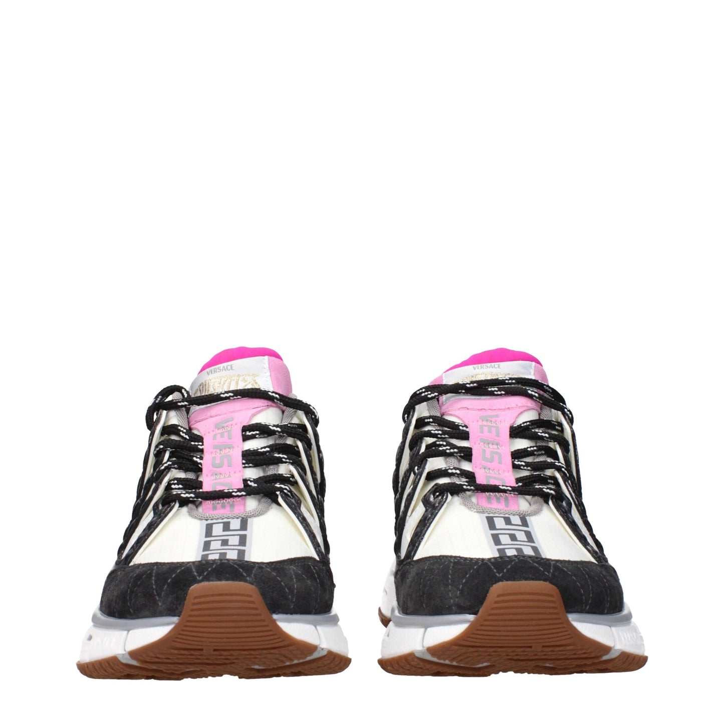 Versace Weißer Stoff Sportliche Turnschuhe