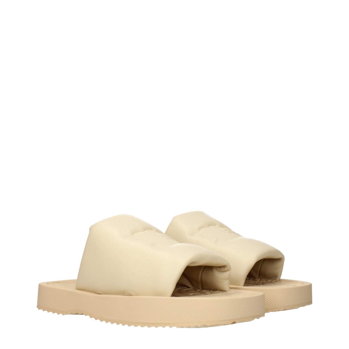 Burberry Beige Leder Pantoffeln Sandalen