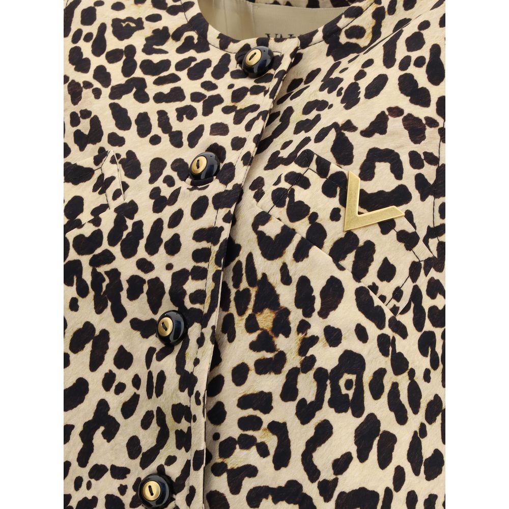 Valentino Lange Weste mit Leopardenmuster