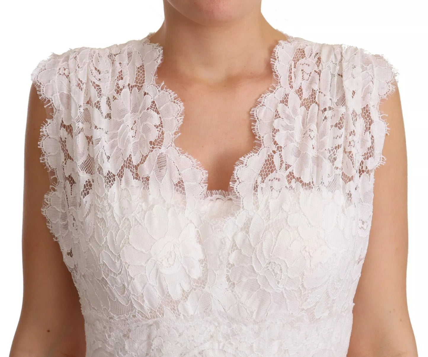 Dolce & Gabbana Weißes Blumen-Spitzen-Korsett Langes Maxikleid
