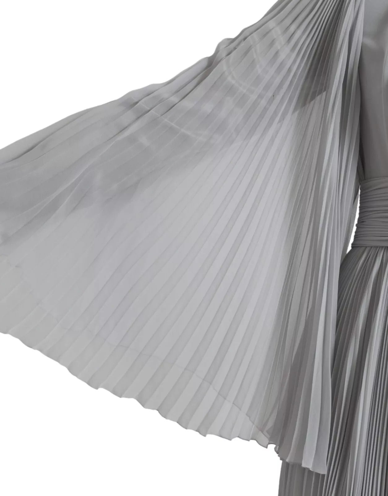 Dolce & Gabbana Hellgraues langes Maxikleid aus Polyester mit Falten