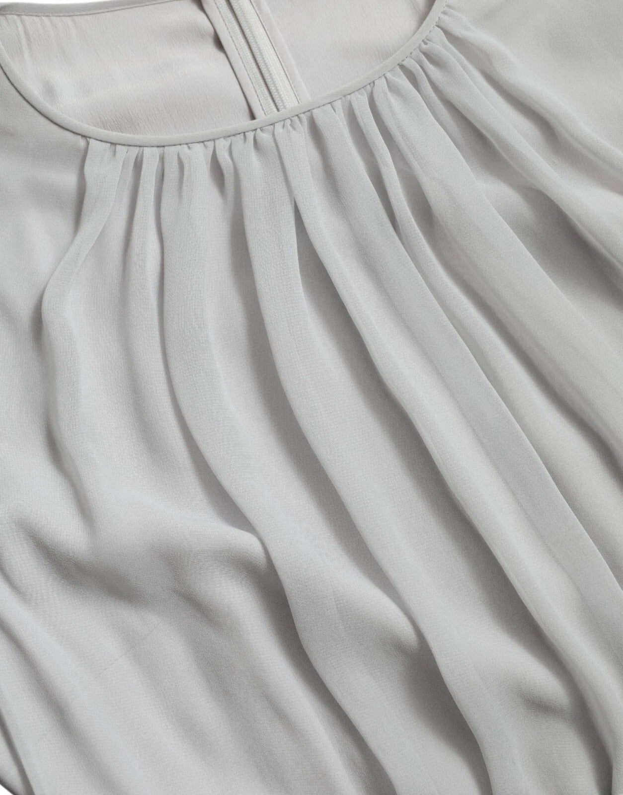 Dolce & Gabbana Hellgraues langes Maxikleid aus Polyester mit Falten