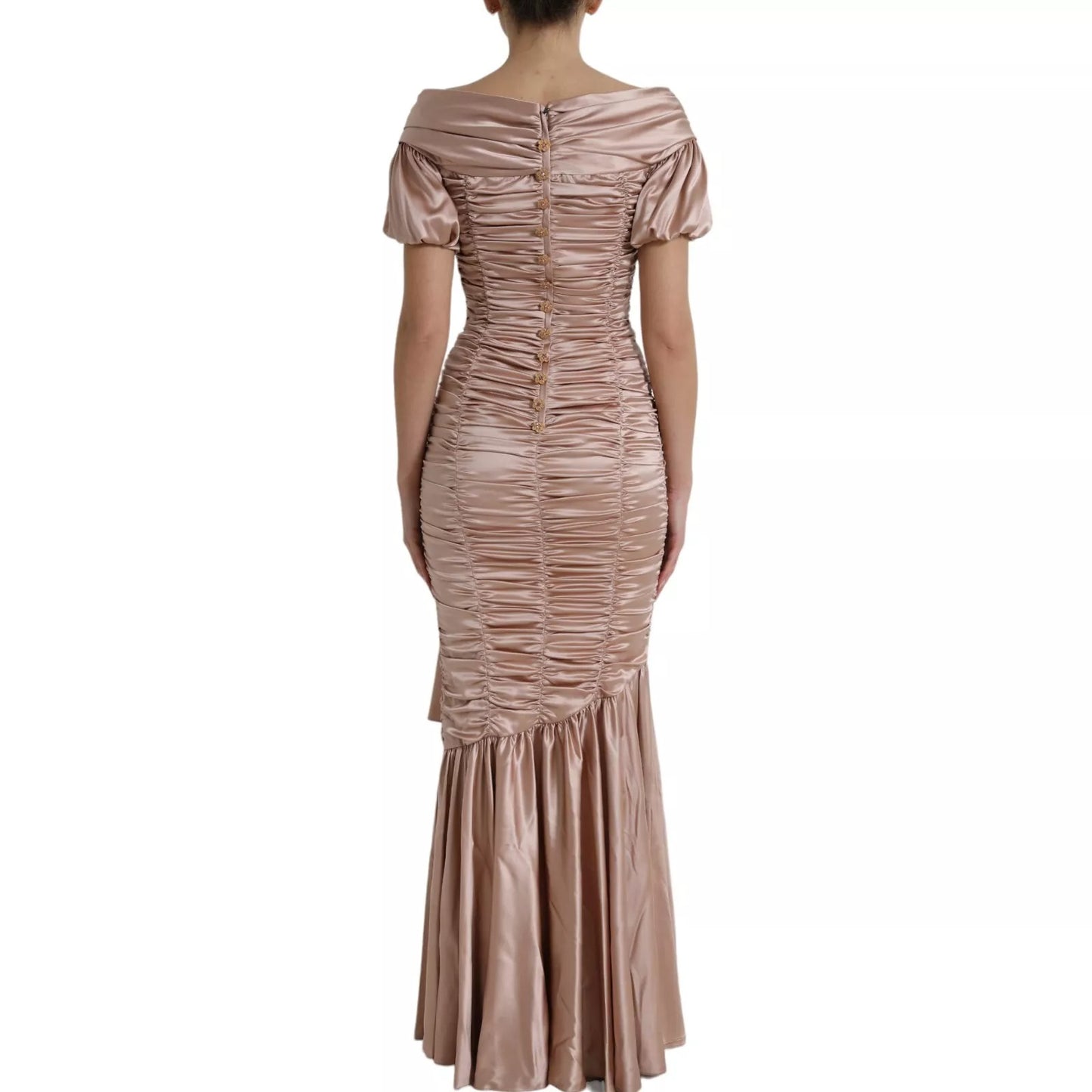 Dolce & Gabbana Rosa Seiden-Stretch-Etuikleid im Meerjungfrauen-Look