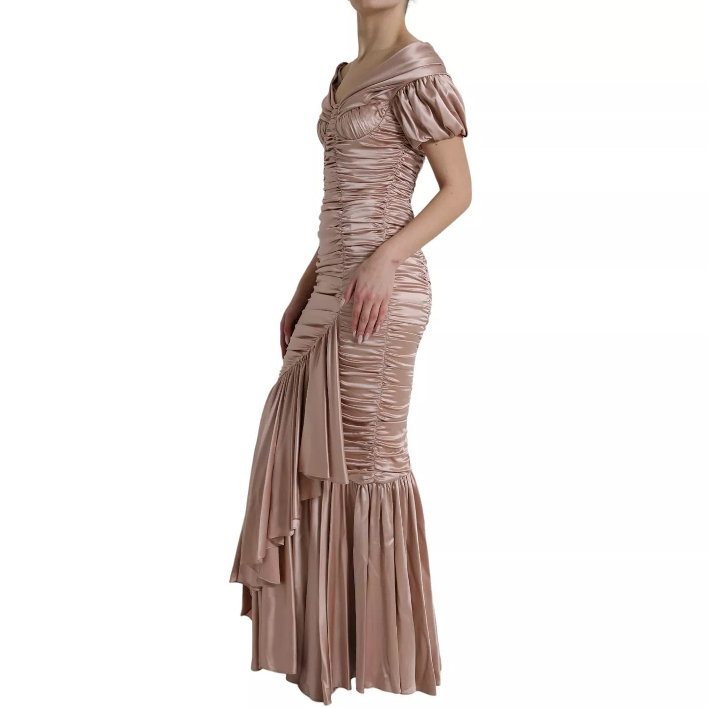 Dolce & Gabbana Rosa Seiden-Stretch-Etuikleid im Meerjungfrauen-Look