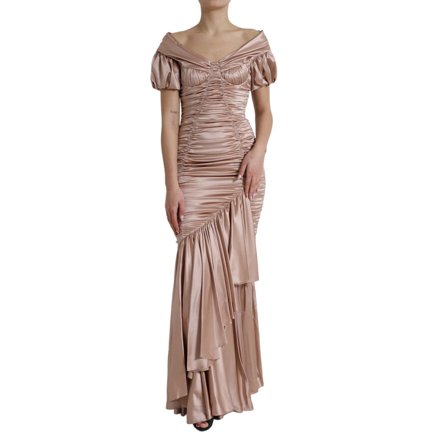 Dolce & Gabbana Rosa Seiden-Stretch-Etuikleid im Meerjungfrauen-Look