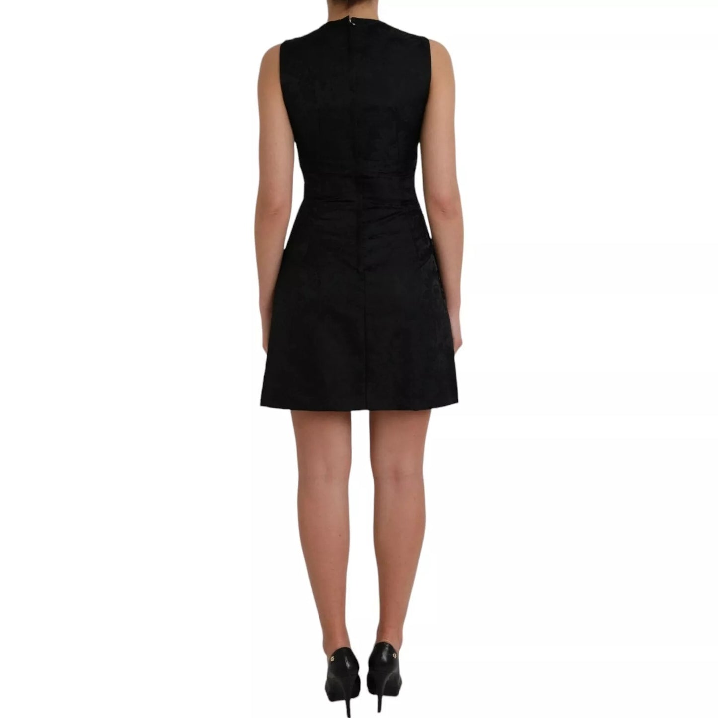 Dolce & Gabbana Schwarzes ärmelloses Bodycon-Minikleid in A-Linie