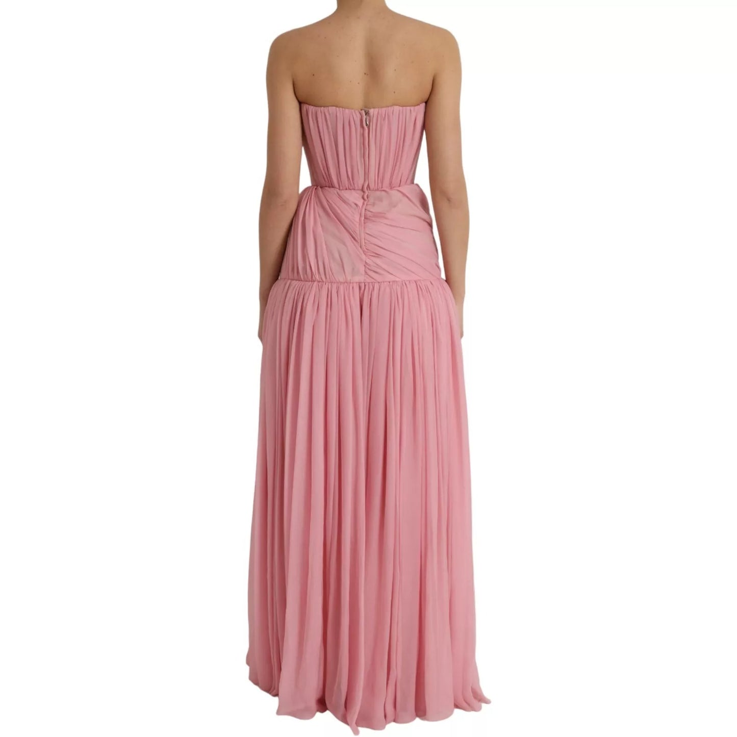 Dolce & Gabbana Rosa Seide Trägerloses Maxi Kleid in A-Linie