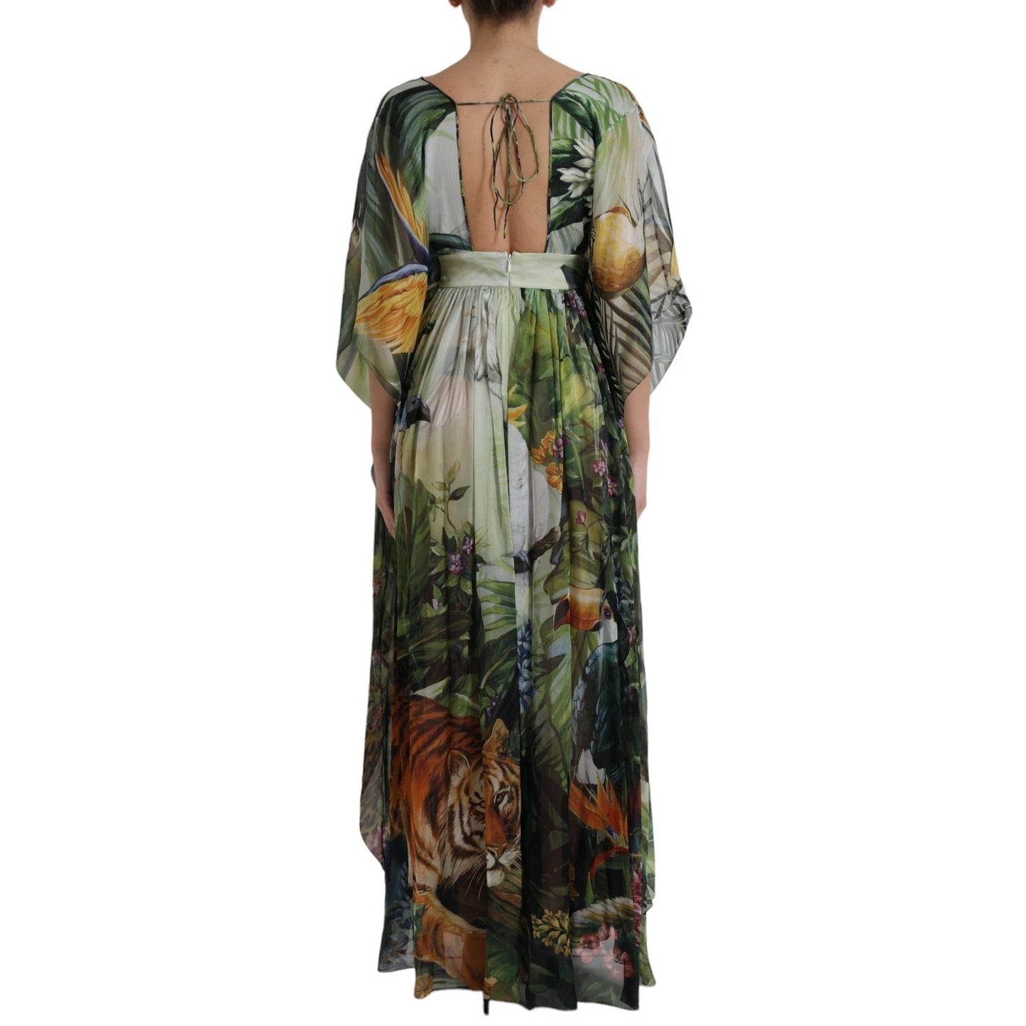 Dolce & Gabbana Multicolor Seide Dschungel Print Damen Maxikleid