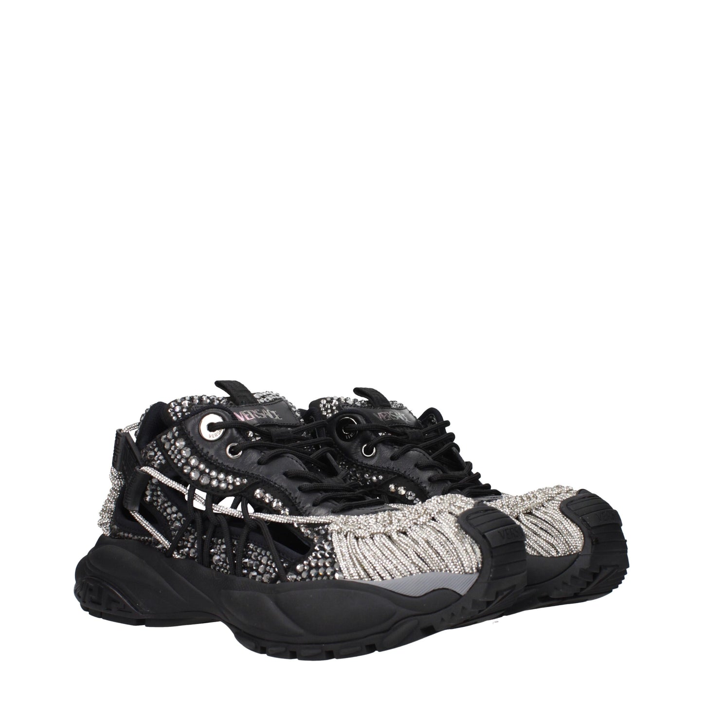 Versace Schwarzer Stoff Chunky Sneakers