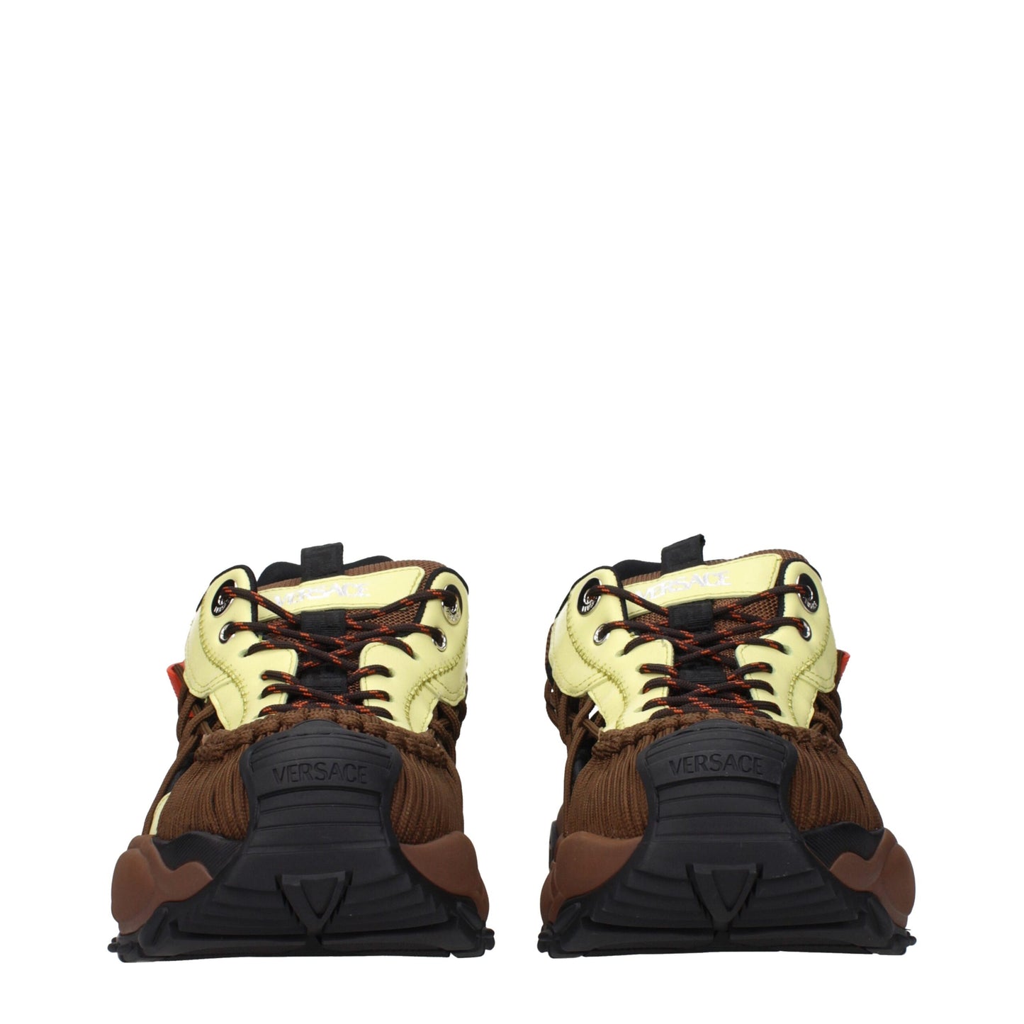 Versace Brauner Stoff Sportliche Turnschuhe