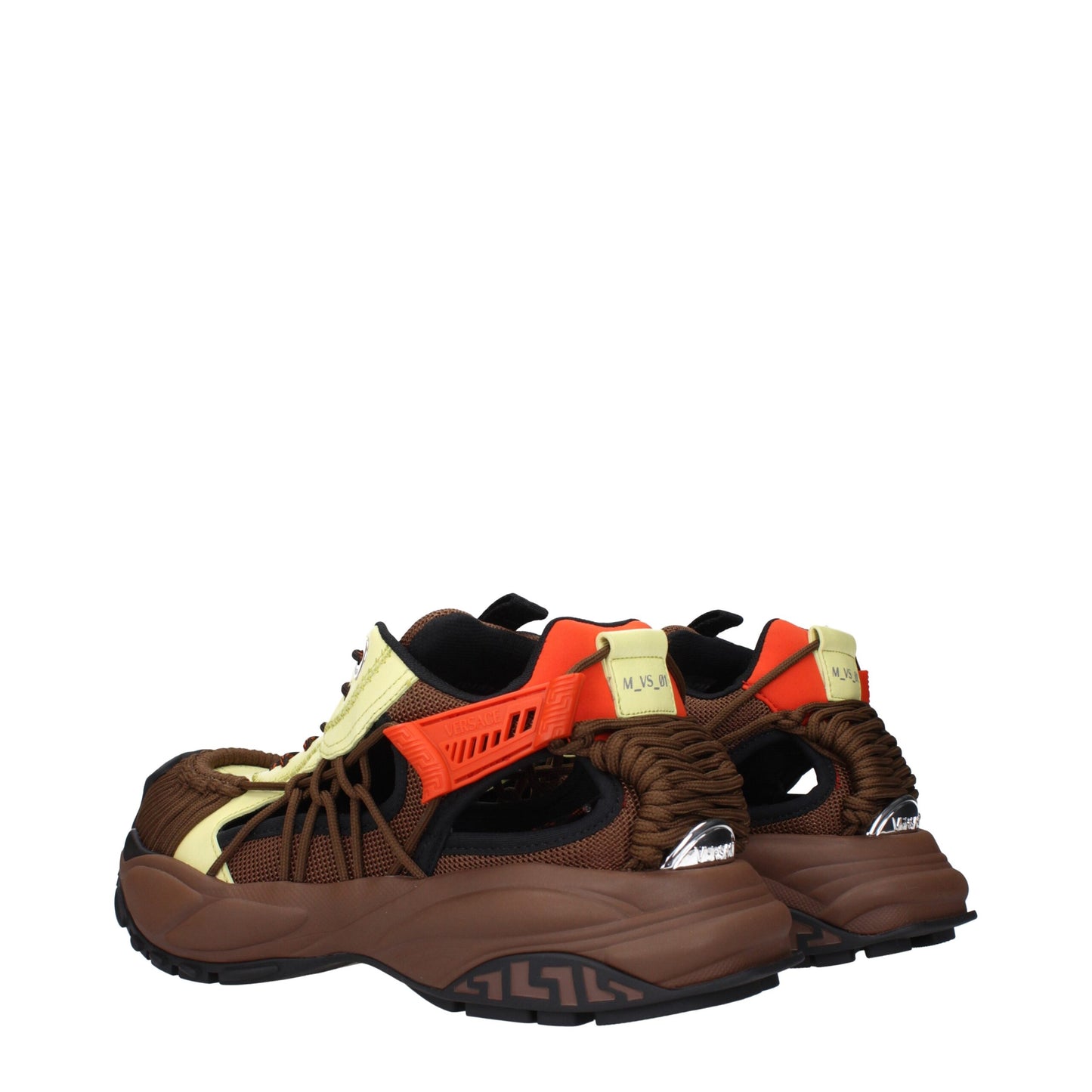 Versace Brauner Stoff Sportliche Turnschuhe