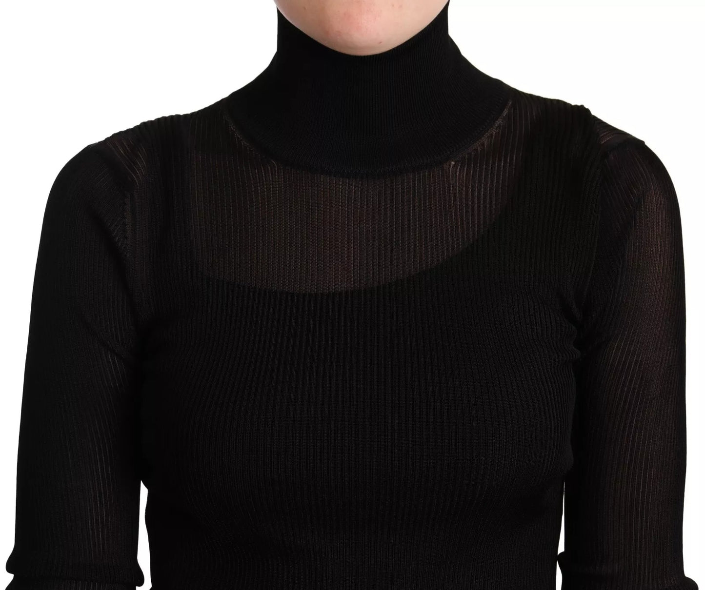 Dolce & Gabbana Schwarzer Rollkragenpullover in Passform