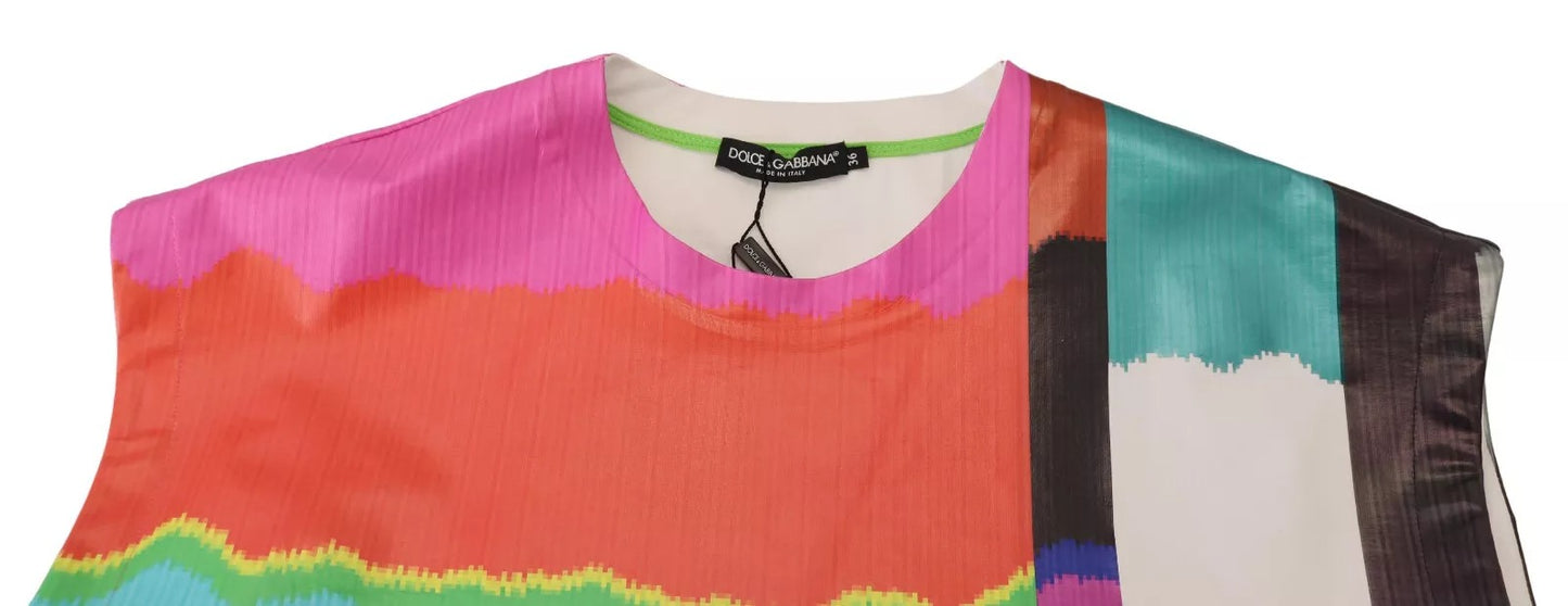 Dolce & Gabbana Multicolor Print Bluse Baumwolltank TV Print T-shirt