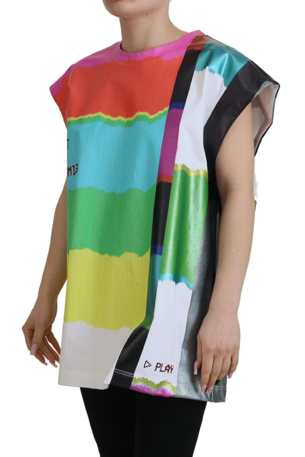 Dolce & Gabbana Multicolor Print Bluse Baumwolltank TV Print T-shirt