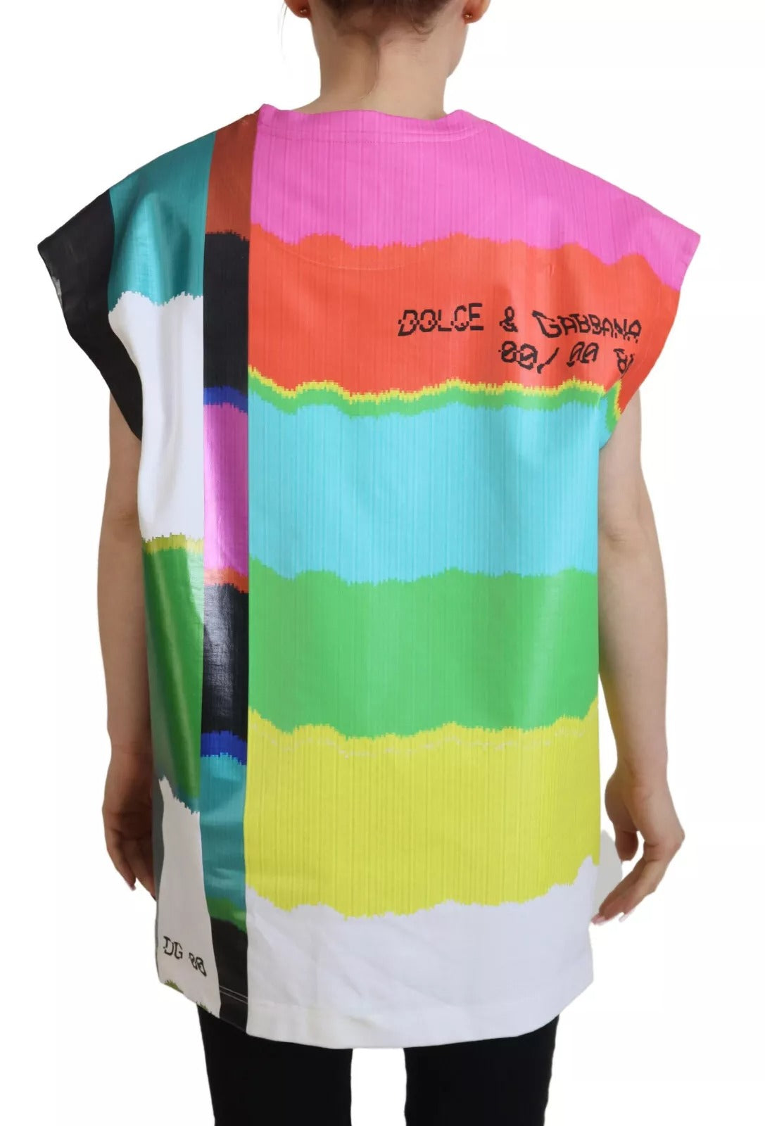 Dolce & Gabbana Multicolor Print Bluse Baumwolltank TV Print T-shirt