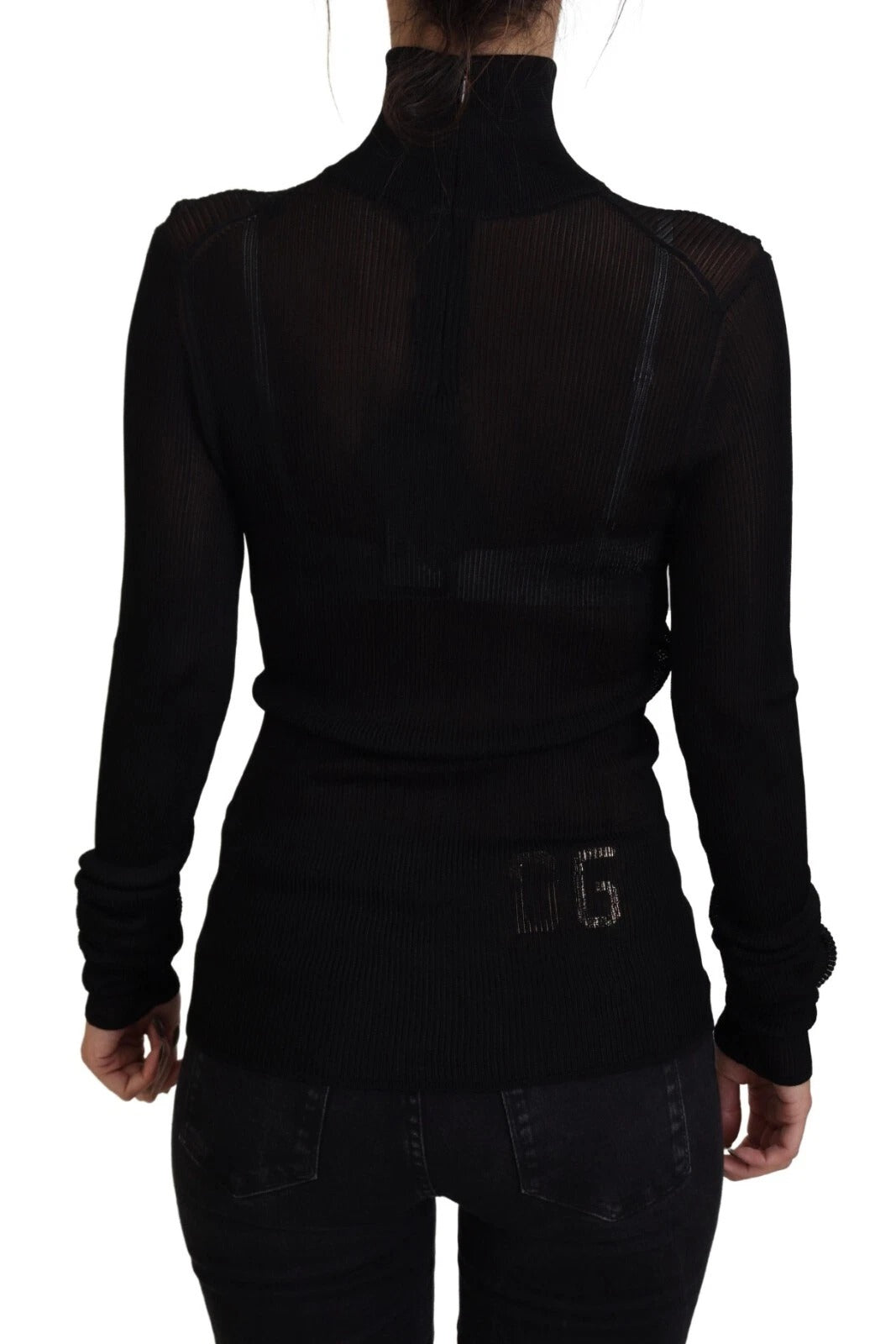 Dolce & Gabbana Schwarzer Rollkragenpullover mit schmaler Passform