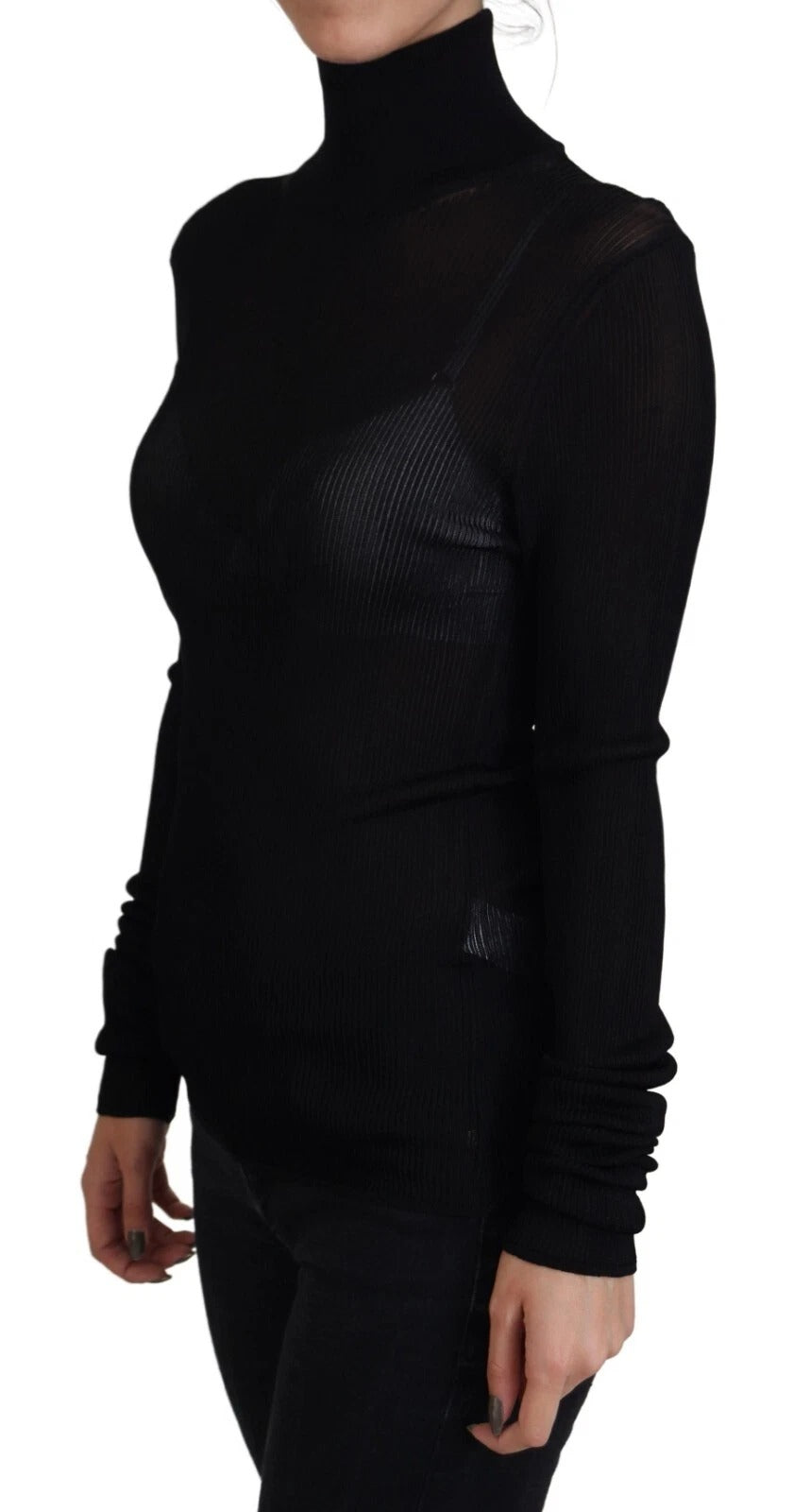 Dolce & Gabbana Schwarzer Rollkragenpullover mit schmaler Passform