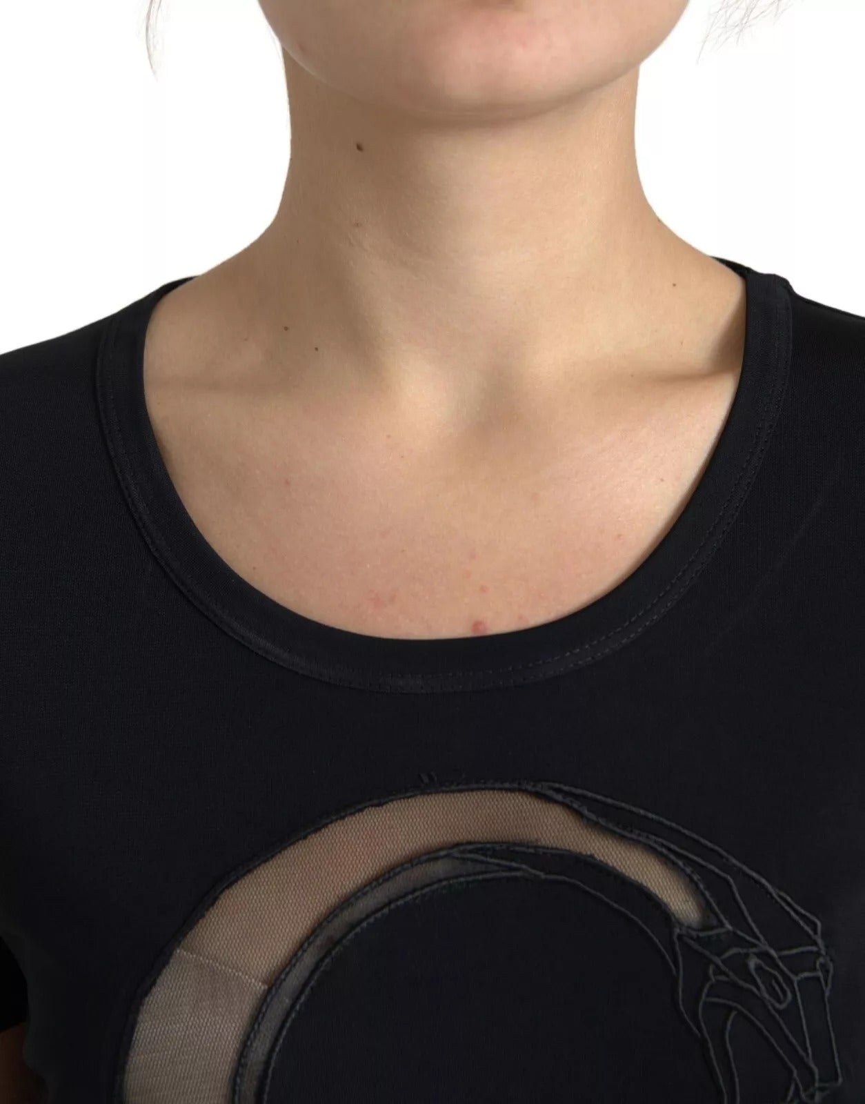 Roberto Cavalli Schwarzes Viskose-T-Shirt mit Rundhalsausschnitt CLASS