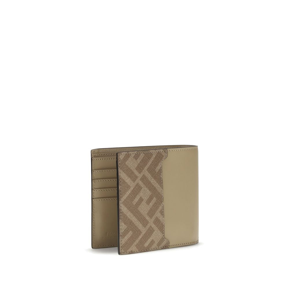Fendi FF Brieftasche aus Leder und Segeltuch