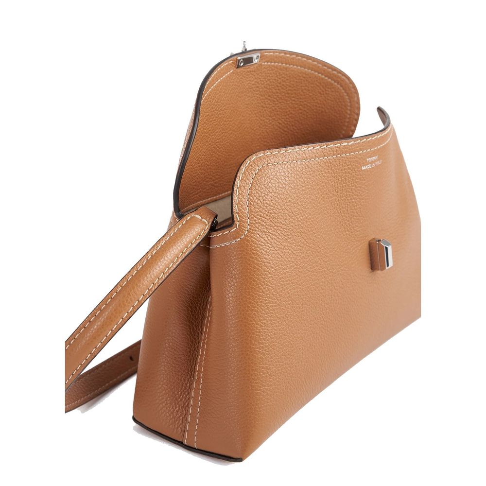 TOTEME T-Lock Clutch aus genarbtem Leder Tasche