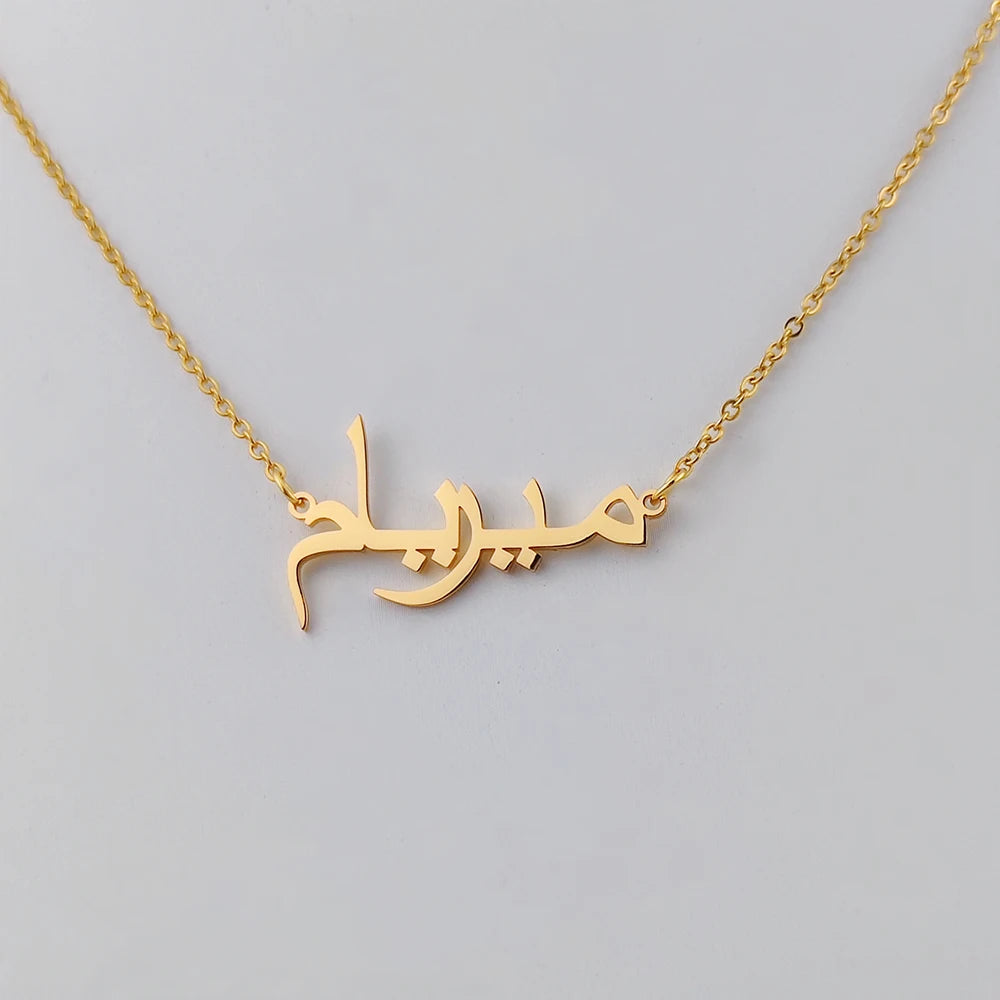 Customized Arabic Name Necklace Stainless Steel Nameplate Pendant Ethnic Necklace for Women