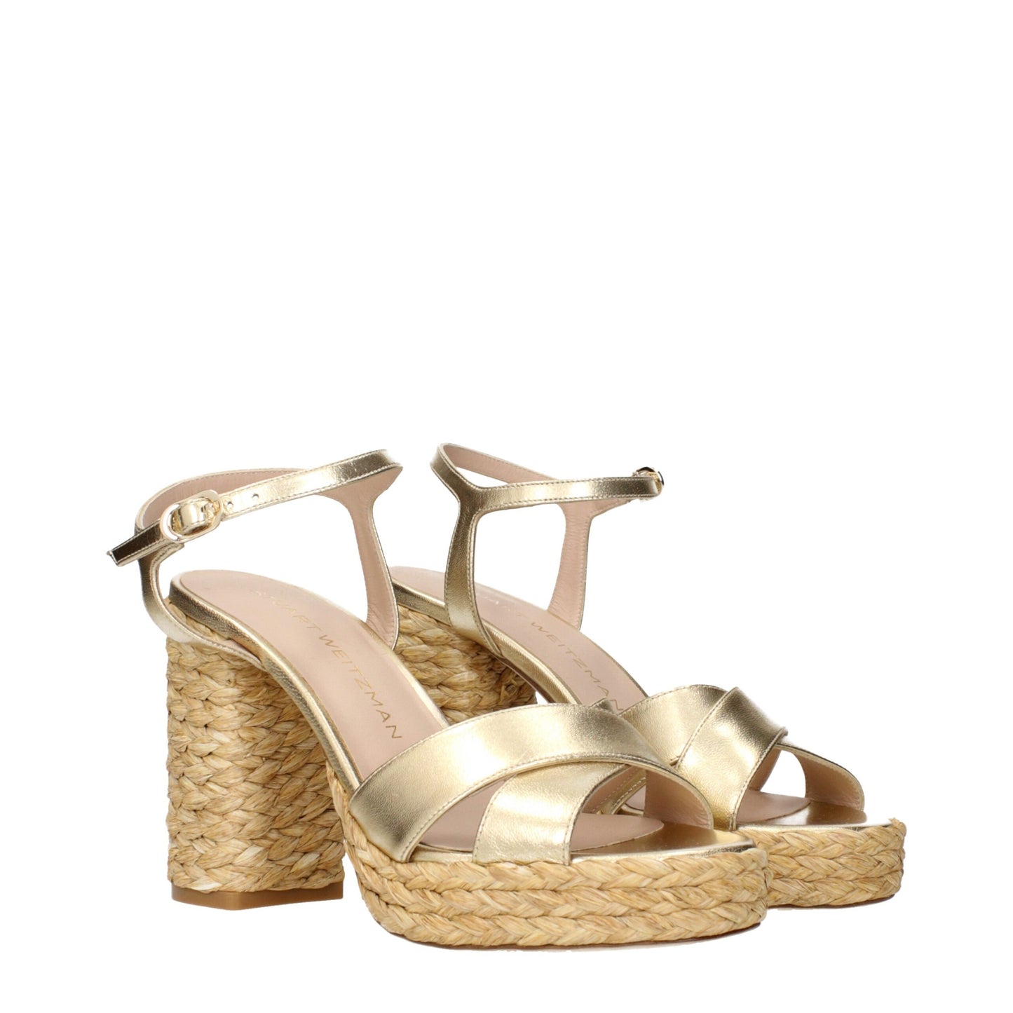 Stuart Weitzman Goldfarbene Leder-Plateaus
