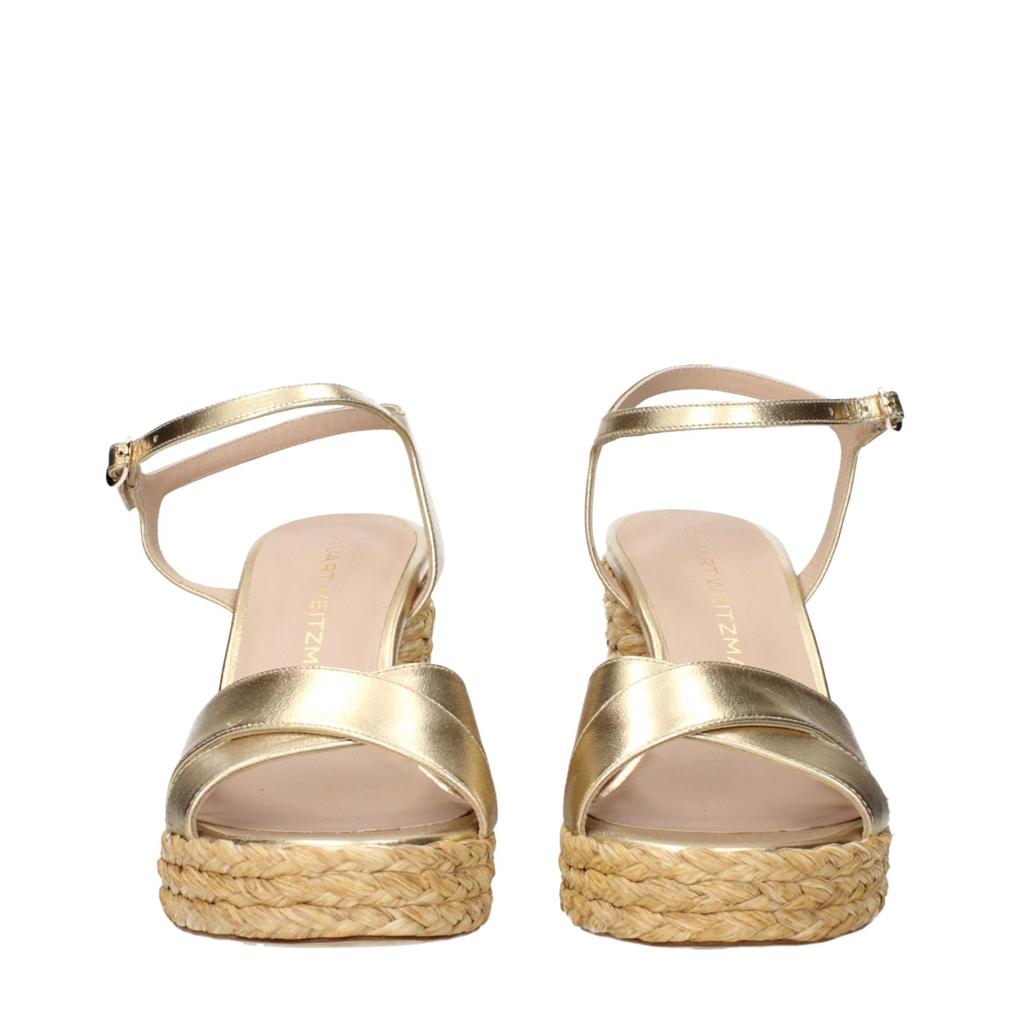 Stuart Weitzman Goldfarbene Leder-Plateaus