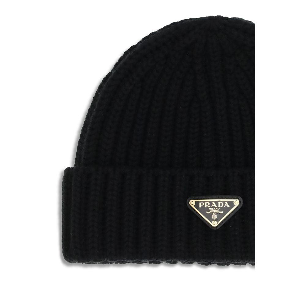 Prada Schurwolle Beanie-Mütze