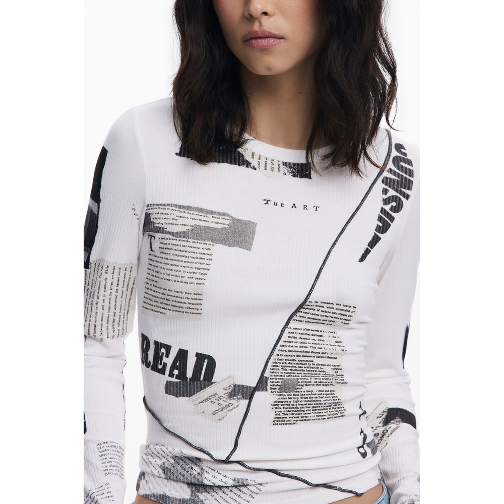 Desigual Weißes Elastan Damen Top