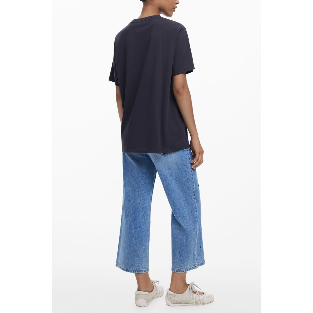 Desigual Schwarzes Baumwoll-T-Shirt für Frauen