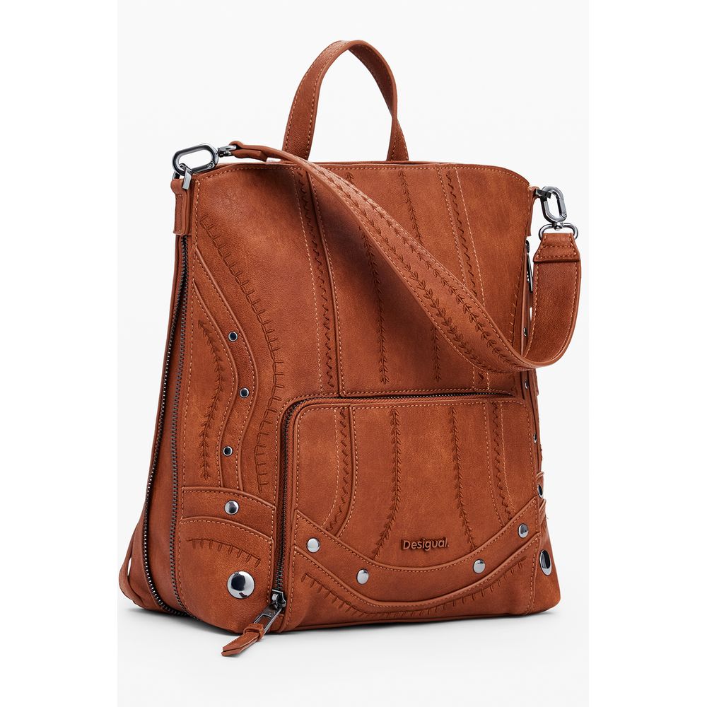 Desigual Brauner Polyethylen-Frauen-Mini-Rucksack