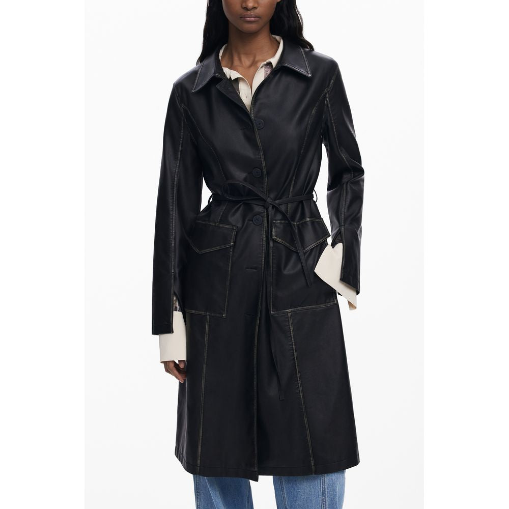 Desigual Schwarzer Polyethylen-Mantel für Frauen