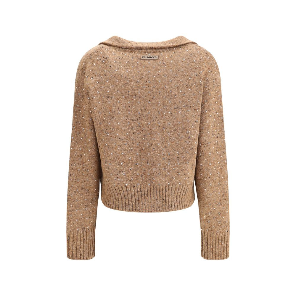 PINKO Pullover mit V-Ausschnitt und Strasssteinen