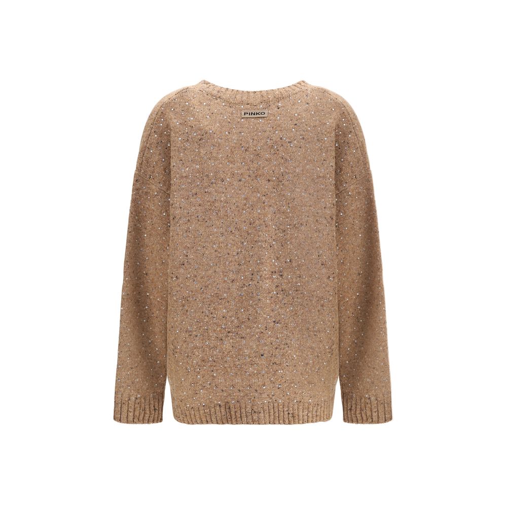 PINKO Bouclé-Stoff Cardigan mit Strasssteinen