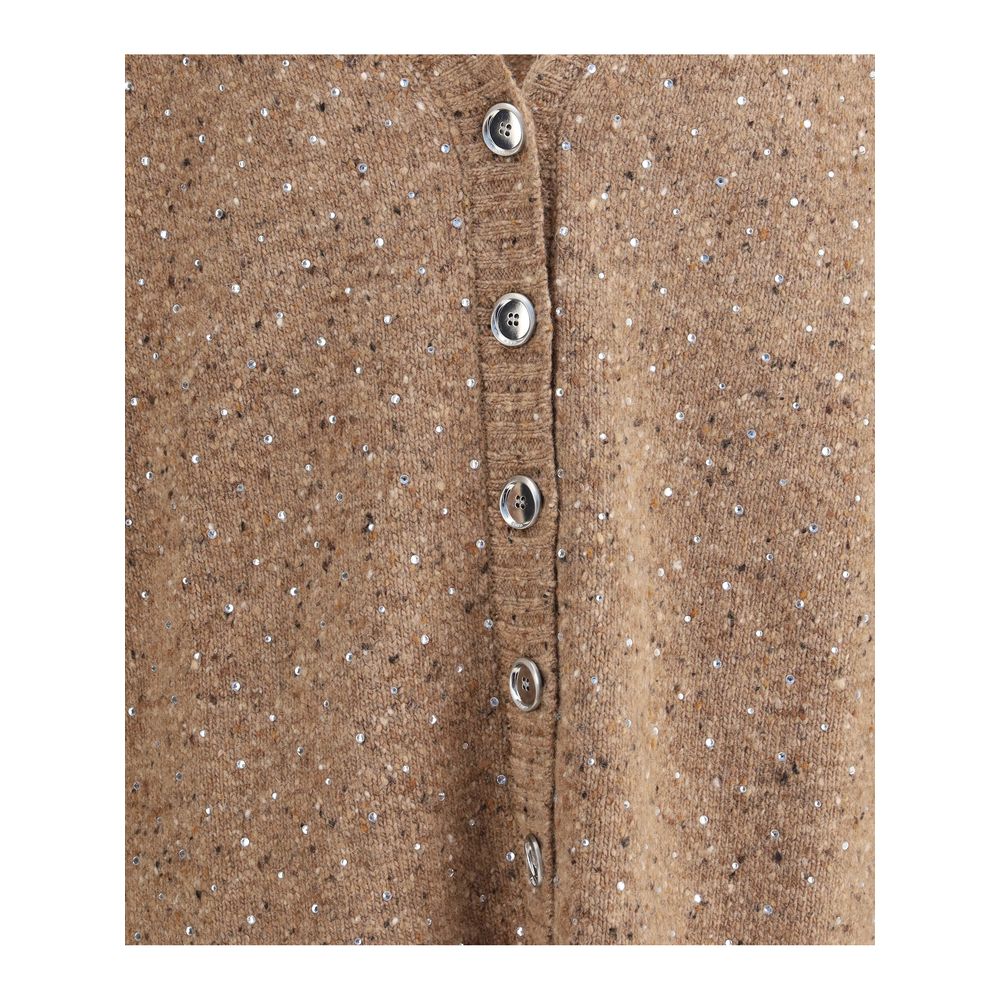 PINKO Bouclé-Stoff Cardigan mit Strasssteinen
