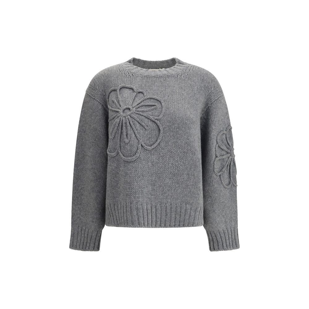 Bruno Manetti Pullover mit gestickter Blume
