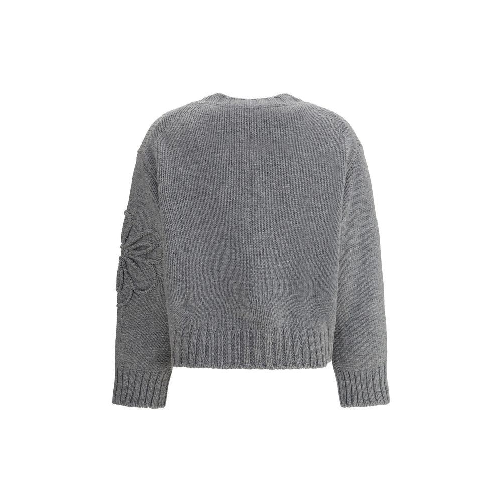 Bruno Manetti Pullover mit gestickter Blume