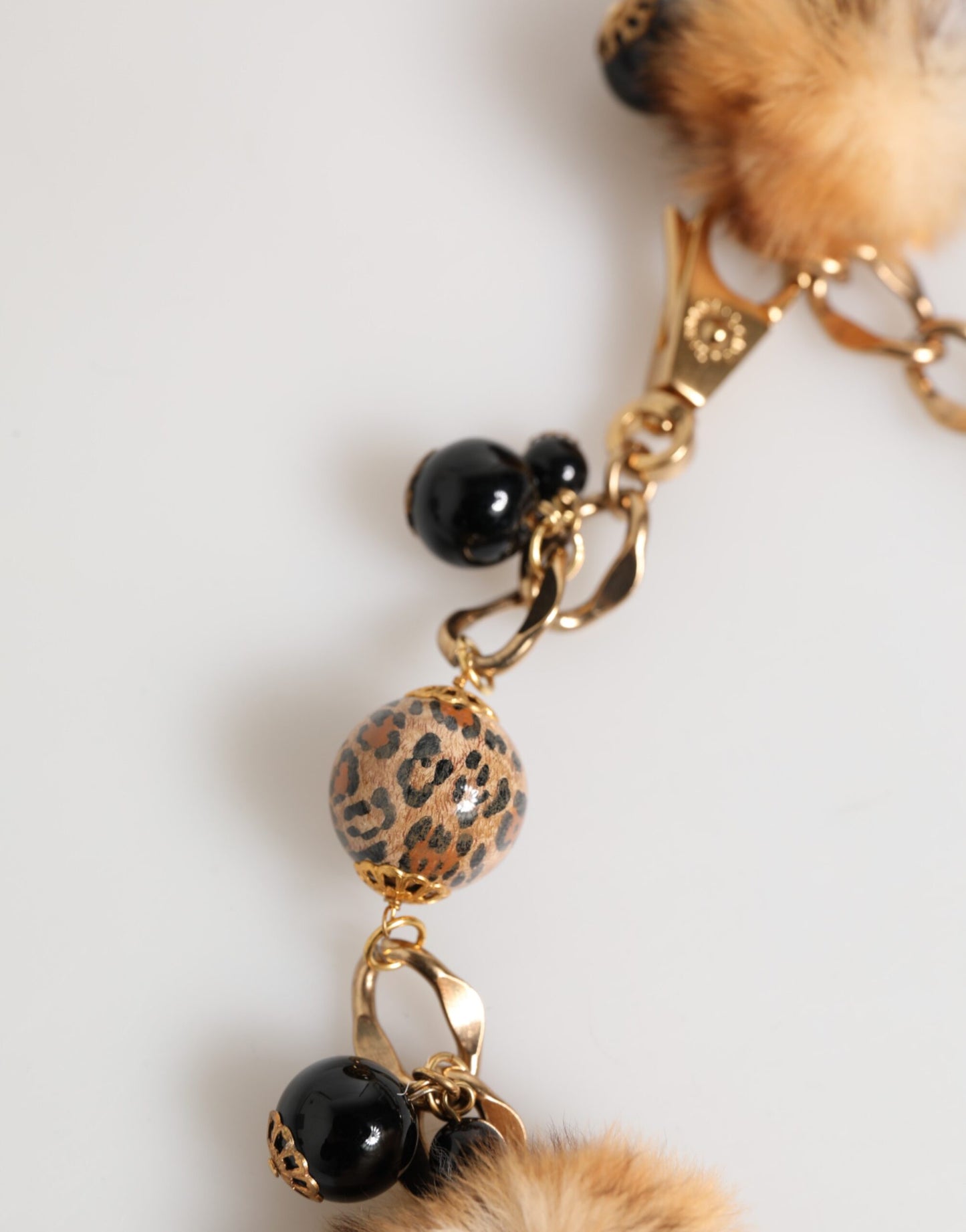 Dolce & Gabbana Gold Schwarz Kristalle Lapin Pelz Filigran Choker Halskette