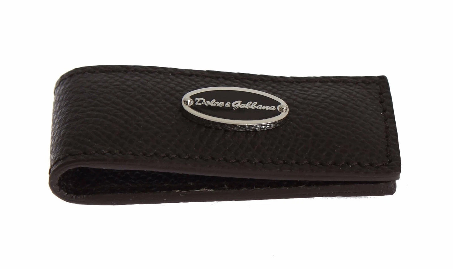 Dolce & Gabbana Braunes Leder Magnet Herren Geldscheinklammer