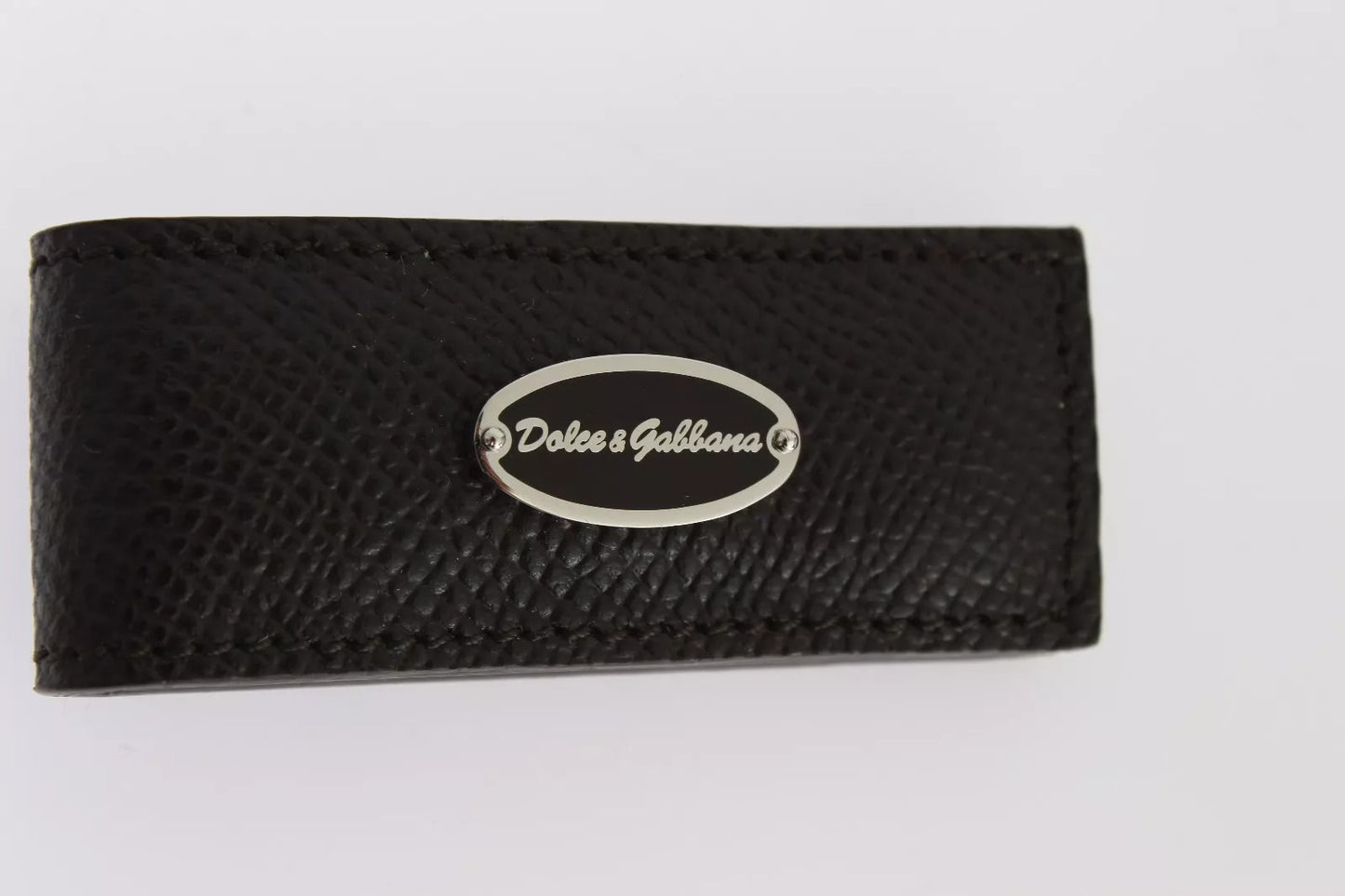 Dolce & Gabbana Braunes Leder Magnet Herren Geldscheinklammer