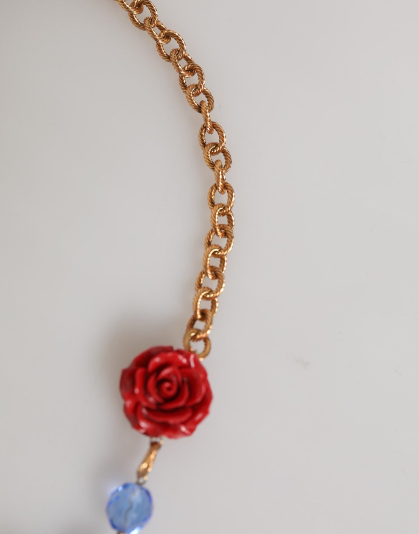 Dolce & Gabbana Gold Multicolor Amore Herz kann Perlen Rose Anhänger Halskette